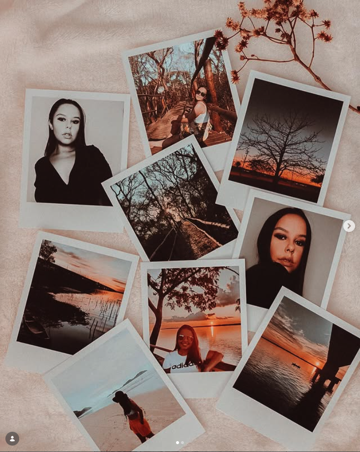 Mural de polaroids impressas — exemplo de montagem
